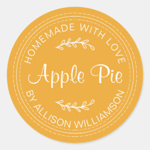 Rustic Homemade Baked Goods Apple Pie Yellow Classic Round Sticker