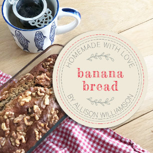 Rustic Homemade Baked Goods Banana Bread Classic Round Sticker