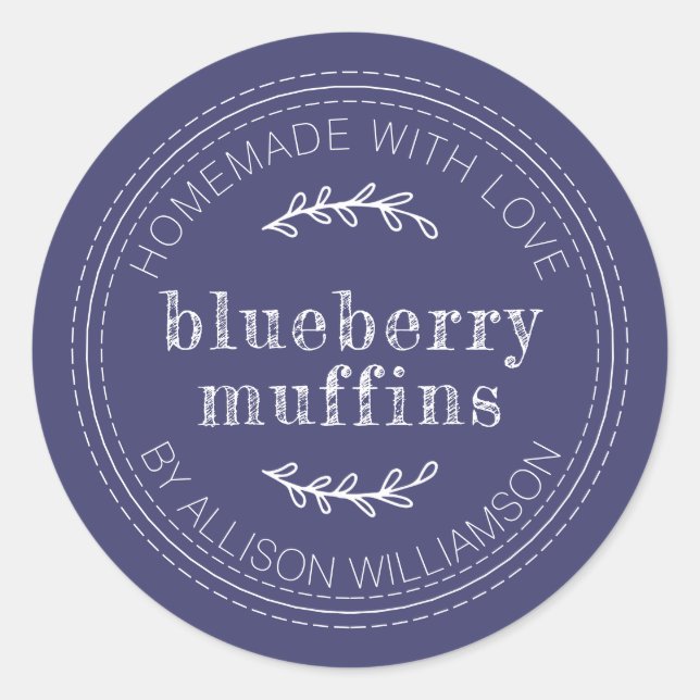 Rustic Homemade Baked Goods Blueberry Muffins Classic Round Sticker (Front)