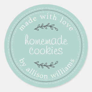 Rustic Homemade Baked Goods Cookies Blue Classic Round Sticker