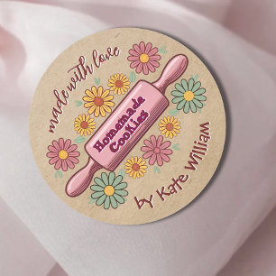 Rustic Homemade Baked Goods Cookies Floral Kraft Classic Round Sticker