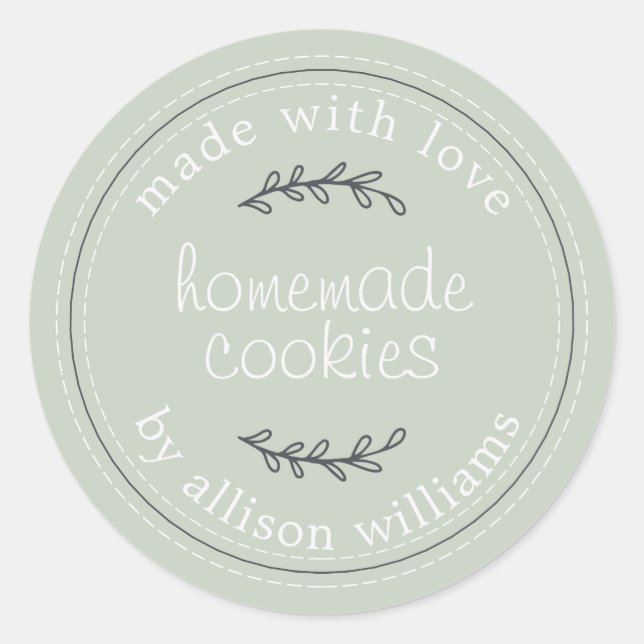 Rustic Homemade Baked Goods Cookies Green Classic Round Sticker (Front)