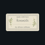 Rustic Homemade Baked Goods Jam Can Antique White Label<br><div class="desc">Rustic, simple and modern blank homemade baked goods and jam canning jar sticker with the text made with love, homemade and your name in off-black modern script and typography on an antique white background with a stylish touch of pine foliage. Simply add your name and the product name to the...</div>