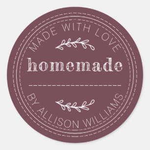 Rustic Homemade Baked Goods Jam Can Burgundy Classic Round Sticker