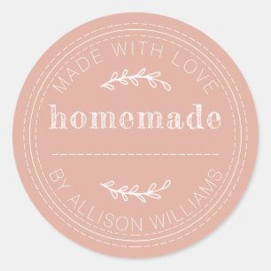 Rustic Homemade Baked Goods Jam Can Dusty Pink Classic Round Sticker