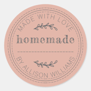 Rustic Homemade Baked Goods Jam Can Dusty PInk Classic Round Sticker