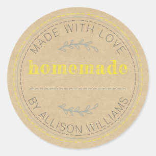 Rustic Homemade Baked Goods Jam Can Kraft Paper Classic Round Sticker