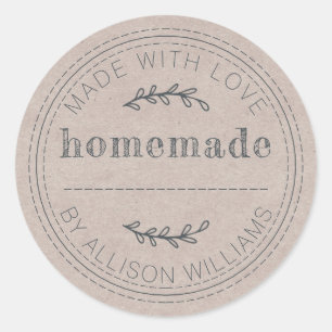 Rustic Homemade Baked Goods Jam Can Kraft Paper Classic Round Sticker