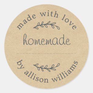Rustic Homemade Baked Goods Jam Can Kraft Paper Classic Round Sticker