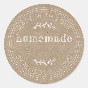 Rustic Homemade Baked Goods Jam Can Kraft Paper Classic Round Sticker