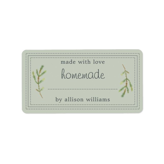 Rustic Homemade Baked Goods Jam Can Pastel Green Label (Front)