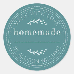 Rustic Homemade Baked Goods Jam Can Teal Classic Round Sticker