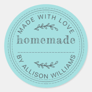 Rustic Homemade Baked Goods Jam Can Turquoise Blue Classic Round Sticker