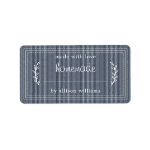 Rustic Homemade Baked Goods Jam Canning Dark Blue Label