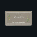 Rustic Homemade Baked Goods Jam Canning Grey Label<br><div class="desc">Rustic, simple and modern blank homemade baked goods and jam canning jar sticker with the text made with love, homemade and your name in white modern script and typography on a felted wool grey background with a stylish touch of pine foliage. Simply add your name and the product name to...</div>