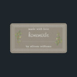 Rustic Homemade Baked Goods Jam Canning Grey Label<br><div class="desc">Rustic, simple and modern blank homemade baked goods and jam canning jar sticker with the text made with love, homemade and your name in white modern script and typography on a felted wool grey background with a stylish touch of pine foliage. Simply add your name and the product name to...</div>