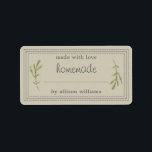 Rustic Homemade Baked Goods Jam Canning Grey Label<br><div class="desc">Rustic, simple and modern blank homemade baked goods and jam canning jar sticker with the text made with love, homemade and your name in white modern script and typography on a clay grey background with a stylish touch of pine foliage. Simply add your name and the product name to the...</div>