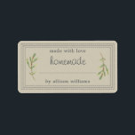 Rustic Homemade Baked Goods Jam Canning Grey Label<br><div class="desc">Rustic, simple and modern blank homemade baked goods and jam canning jar sticker with the text made with love, homemade and your name in white modern script and typography on a clay grey background with a stylish touch of pine foliage. Simply add your name and the product name to the...</div>