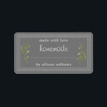 Rustic Homemade Baked Goods Jam Canning Grey Label<br><div class="desc">Rustic, simple and modern blank homemade baked goods and jam canning jar sticker with the text made with love, homemade and your name in white modern script and typography on a dark grey background with a stylish touch of pine foliage. Simply add your name and the product name to the...</div>