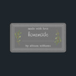 Rustic Homemade Baked Goods Jam Canning Grey Label<br><div class="desc">Rustic, simple and modern blank homemade baked goods and jam canning jar sticker with the text made with love, homemade and your name in white modern script and typography on a dark grey background with a stylish touch of pine foliage. Simply add your name and the product name to the...</div>