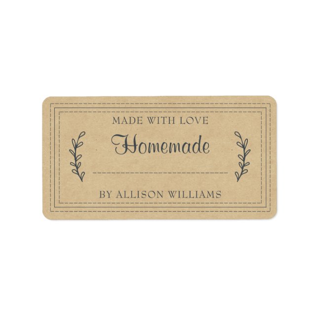 Rustic Homemade Baked Goods Jam Canning Kraft Label (Front)