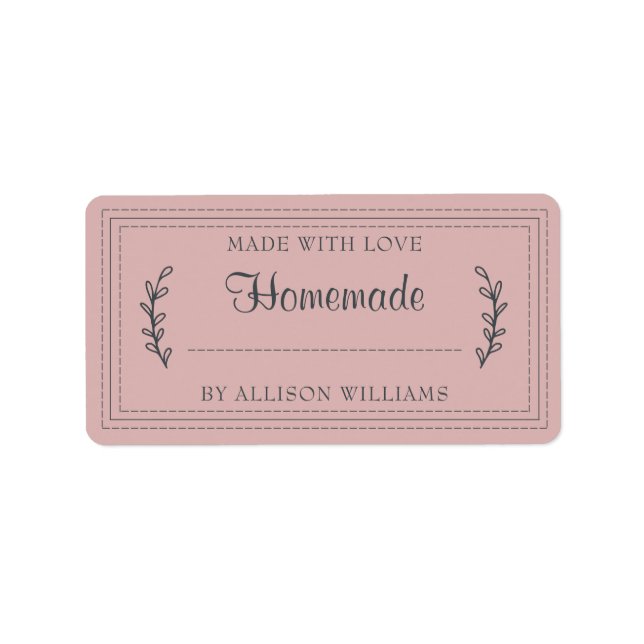 Rustic Homemade Baked Goods Jam Canning Pink Label (Front)