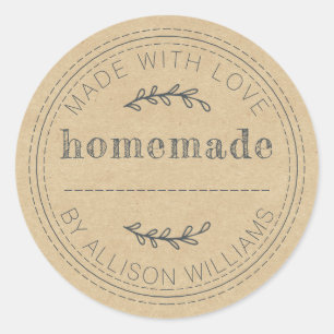 Rustic Homemade Baked Goods Kraft Paper Classic Ro Round Sticker
