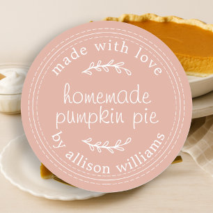 Rustic Homemade Baked Goods Pumpkin Pie Dusty Pink Classic Round Sticker
