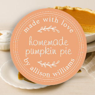 Rustic Homemade Baked Goods Pumpkin Pie Orange Classic Round Sticker