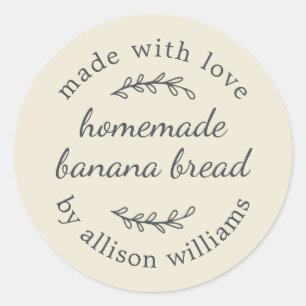 Rustic Homemade Banana Bread Antique White Classic Round Sticker