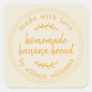 Rustic Homemade Banana Bread Antique White Square  Sticker
