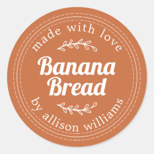Rustic Homemade Banana Bread Burnt Orange Classic Round Sticker