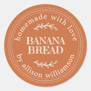 Rustic Homemade Banana Bread Burnt Orange Classic Round Sticker
