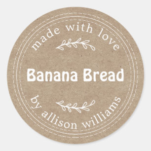 Rustic Homemade Banana Bread Kraft Paper Classic Round Sticker