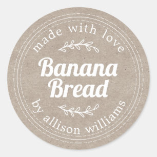 Rustic Homemade Banana Bread Kraft Paper Classic Round Sticker