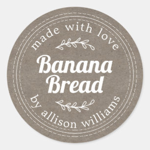 Rustic Homemade Banana Bread Kraft Paper Classic Round Sticker