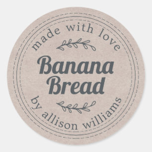 Rustic Homemade Banana Bread Kraft Paper Classic Round Sticker