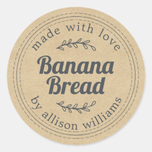 Rustic Homemade Banana Bread Kraft Paper Classic Round Sticker