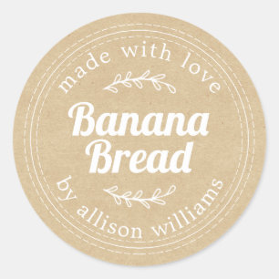 Rustic Homemade Banana Bread Kraft Paper Classic Round Sticker