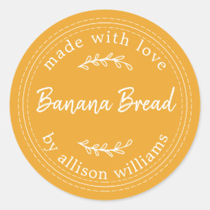 Rustic Homemade Banana Bread Mellow Yellow Classic Round Sticker
