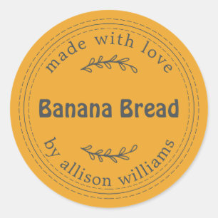 Rustic Homemade Banana Bread Mellow Yellow Classic Round Sticker