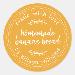 Rustic Homemade Banana Bread Mellow Yellow Classic Round Sticker