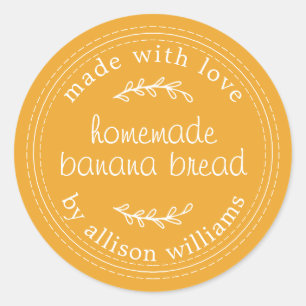 Rustic Homemade Banana Bread Mellow Yellow Classic Round Sticker