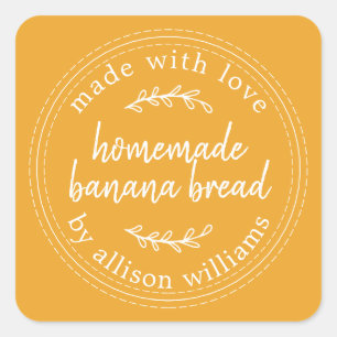 Rustic Homemade Banana Bread Mellow Yellow Square Sticker