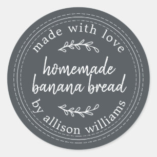 Rustic Homemade Banana Bread Off-Black Classic Round Sticker