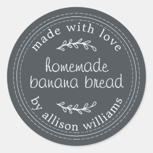 Rustic Homemade Banana Bread Off-Black Classic Round Sticker