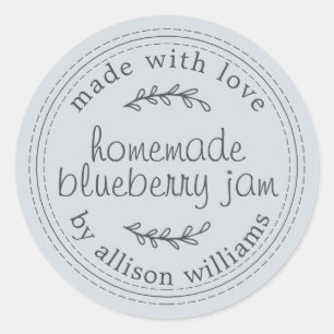 Rustic Homemade Blueberry Jam Canning Blue Jar Classic Round Sticker
