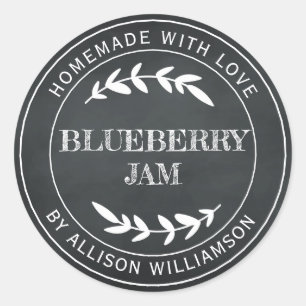 Rustic Homemade Blueberry Jam Canning Chalkboard Classic Round Sticker