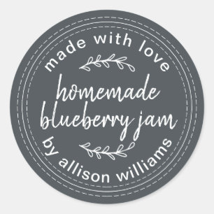 Rustic Homemade Blueberry Jam Canning Dark Blue Classic Round Sticker