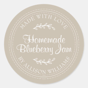 Rustic Homemade Blueberry Jam Canning Grey Classic Round Sticker